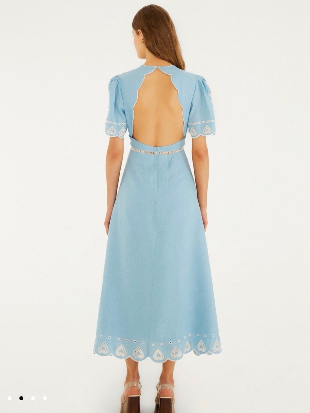 FARM Rio Light Blue Embroiderede Midi Dress - Picture 3 of 8